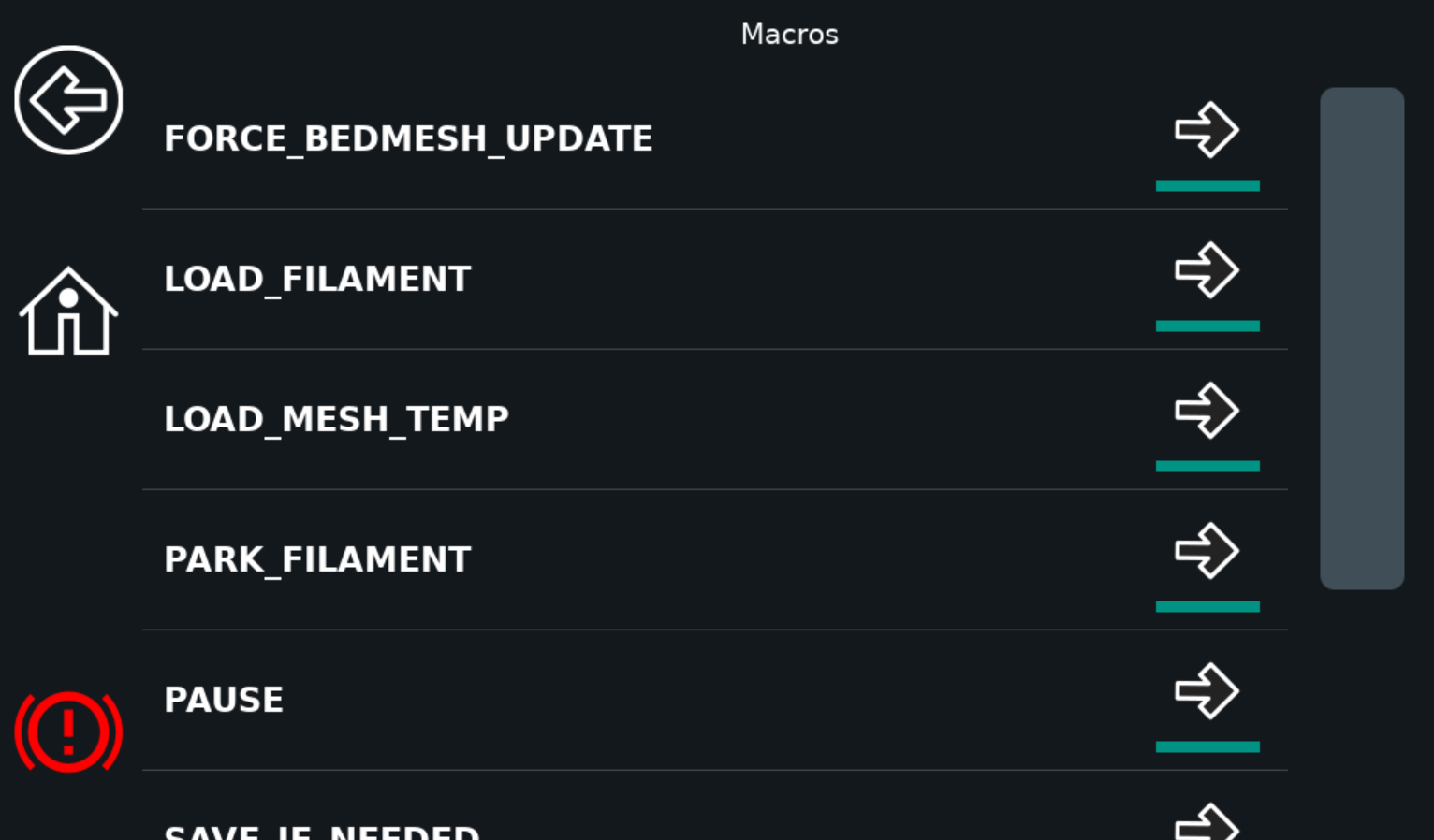 Gcode Macros Panel